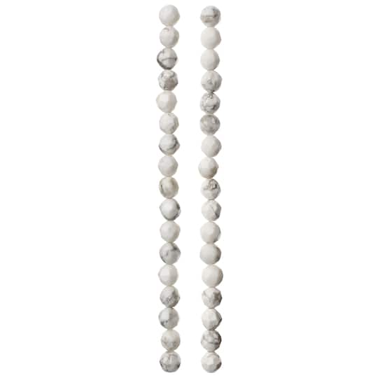 White Faceted Howlite Round Beads, 8mm by Bead Landing™